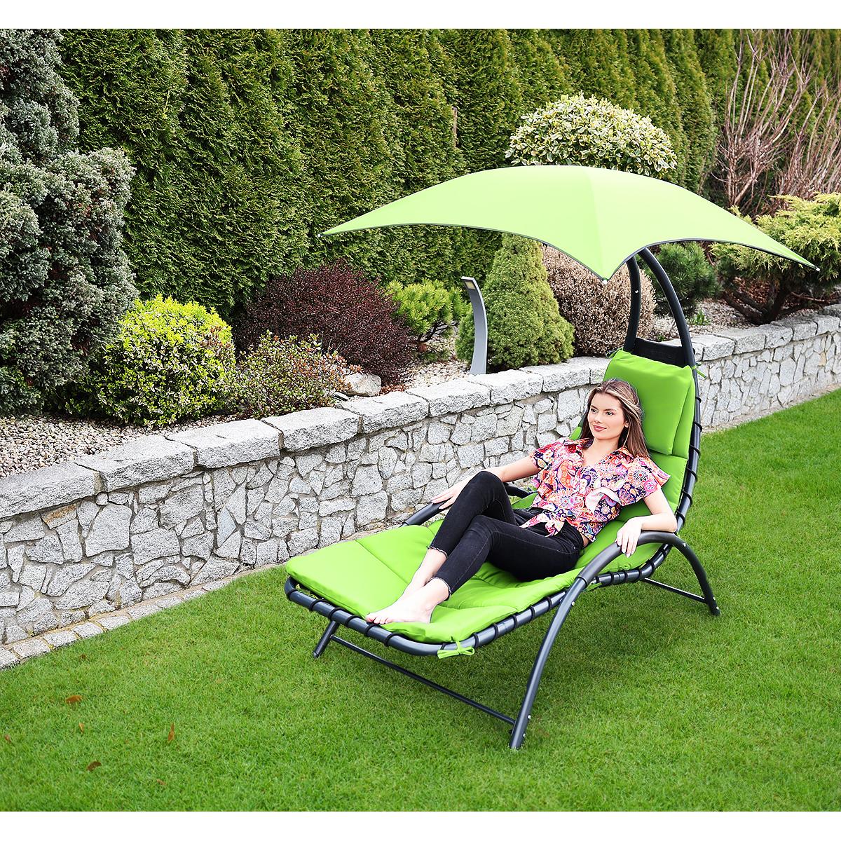 LEŻAK FOTEL Z PARASOLEM BERGAMO 200x125x180CM LIMONKA LEŻAK FOTEL Z PARASOLEM BERGAMO 200x125x180CM LIMONKA