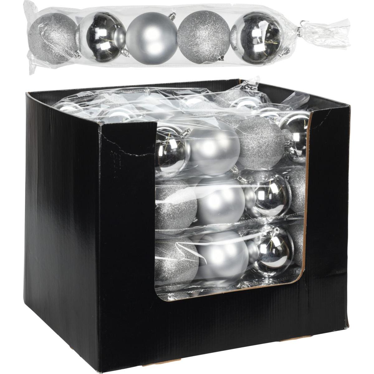 BOMBKA DEKORACYJNA PLASTIKOWA BEZPIECZNA 5SZT ŚR 80MM SREBRNY BOMBKA DEKORACYJNA PLASTIKOWA BEZPIECZNA 5SZT ŚR 80MM SREBRNY