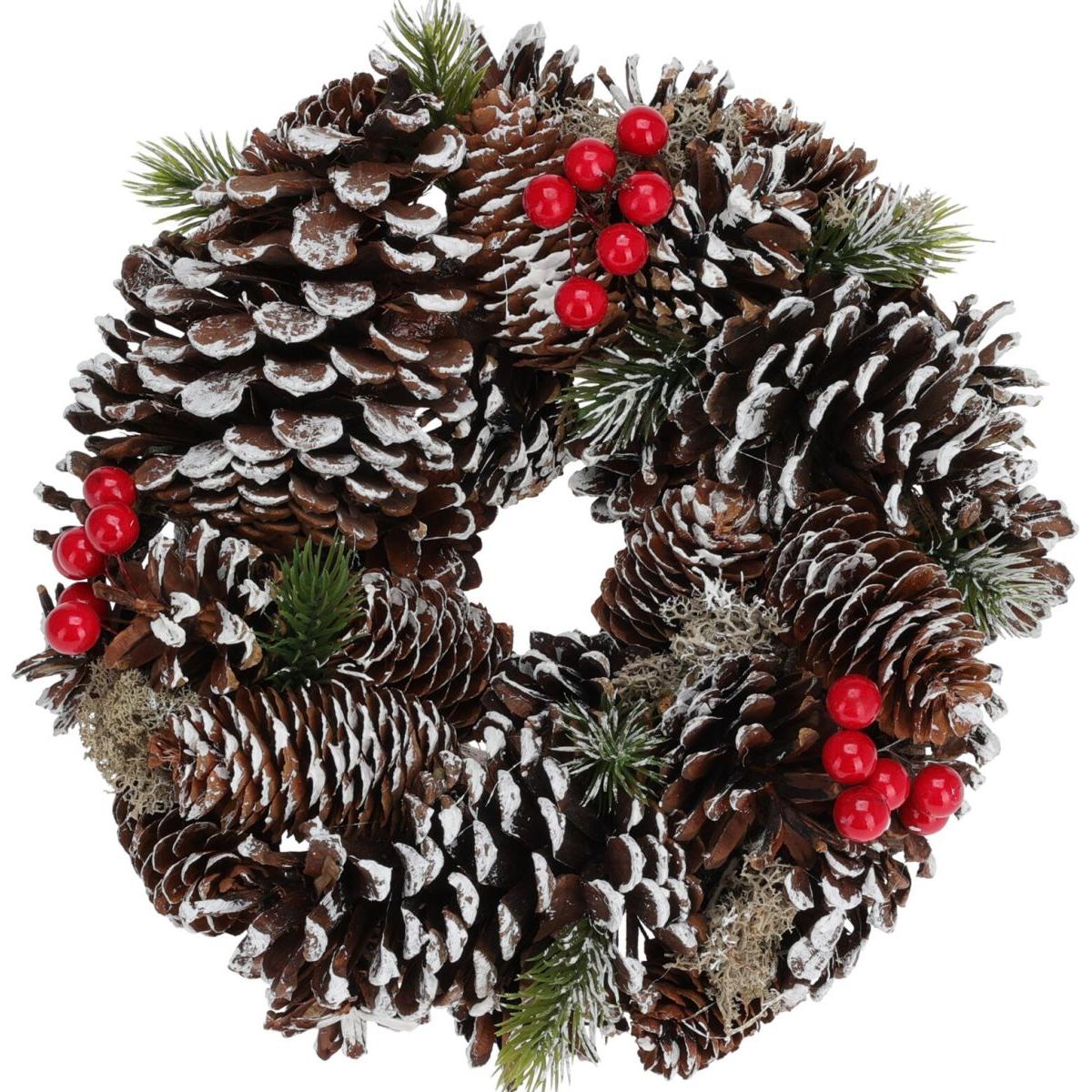 WIANEK DEKORACYJNY 25CM ZDOBIONY SZYSZKAMI OŚNIEŻONY WIANEK DEKORACYJNY 25CM ZDOBIONY SZYSZKAMI OŚNIEŻONY