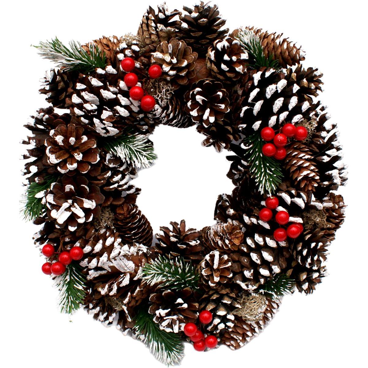 WIANEK DEKORACYJNY 25CM ZDOBIONY SZYSZKAMI OŚNIEŻONY WIANEK DEKORACYJNY 25CM ZDOBIONY SZYSZKAMI OŚNIEŻONY