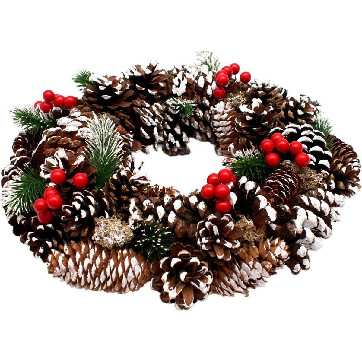 WIANEK DEKORACYJNY 25CM ZDOBIONY SZYSZKAMI OŚNIEŻONY WIANEK DEKORACYJNY 25CM ZDOBIONY SZYSZKAMI OŚNIEŻONY