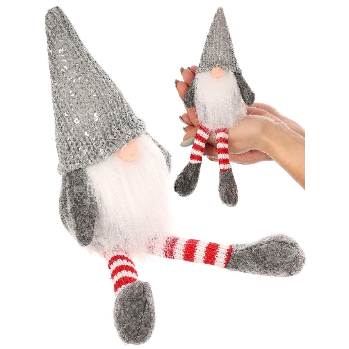 MIKOŁAJ GNOM DEKORACYJNY SZARY 13+10 CM MIKOŁAJ GNOM DEKORACYJNY SZARY 13+10 CM