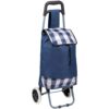WÓZEK TORBA NA KÓLKACH NA ZAKUPY ZE STELAŻEM 31L NIEBIESKO BIAŁY