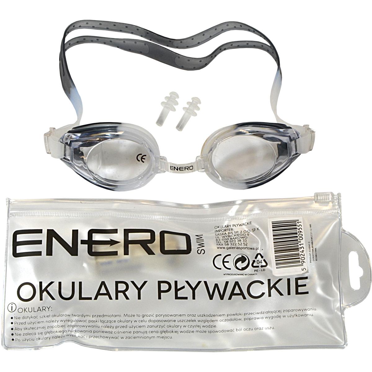 OKULARKI PŁYWACKIE Z ZATYCZKAMI ENERO CZARNE OKULARKI PŁYWACKIE Z ZATYCZKAMI ENERO CZARNE