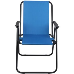 KRZESŁO TURYSTYCZNE Z PODŁOKIETNIKAMI 52x44x75CM SKŁADANE NIEBIESKIE