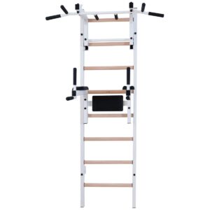 DRABINKA GIMNASTYCZNA DREWNIANO METALOWA Z DRĄŻKIEM I AKCESORIAMI BENCHK 232W