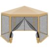 PAWILON OGRODOWY SZEŚCIOKĄTNY 2x2x2x2.5M Z MOSKITIERĄ BEŻOWY