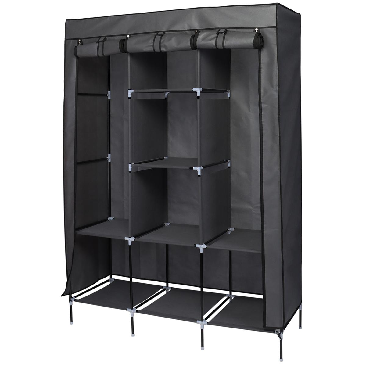 SZAFA TEKSTYLNA GARDEROBA 127x45x172CM CIEMNOSZARA 45221 SZAFA TEKSTYLNA GARDEROBA 127x45x172CM CIEMNOSZARA 45221