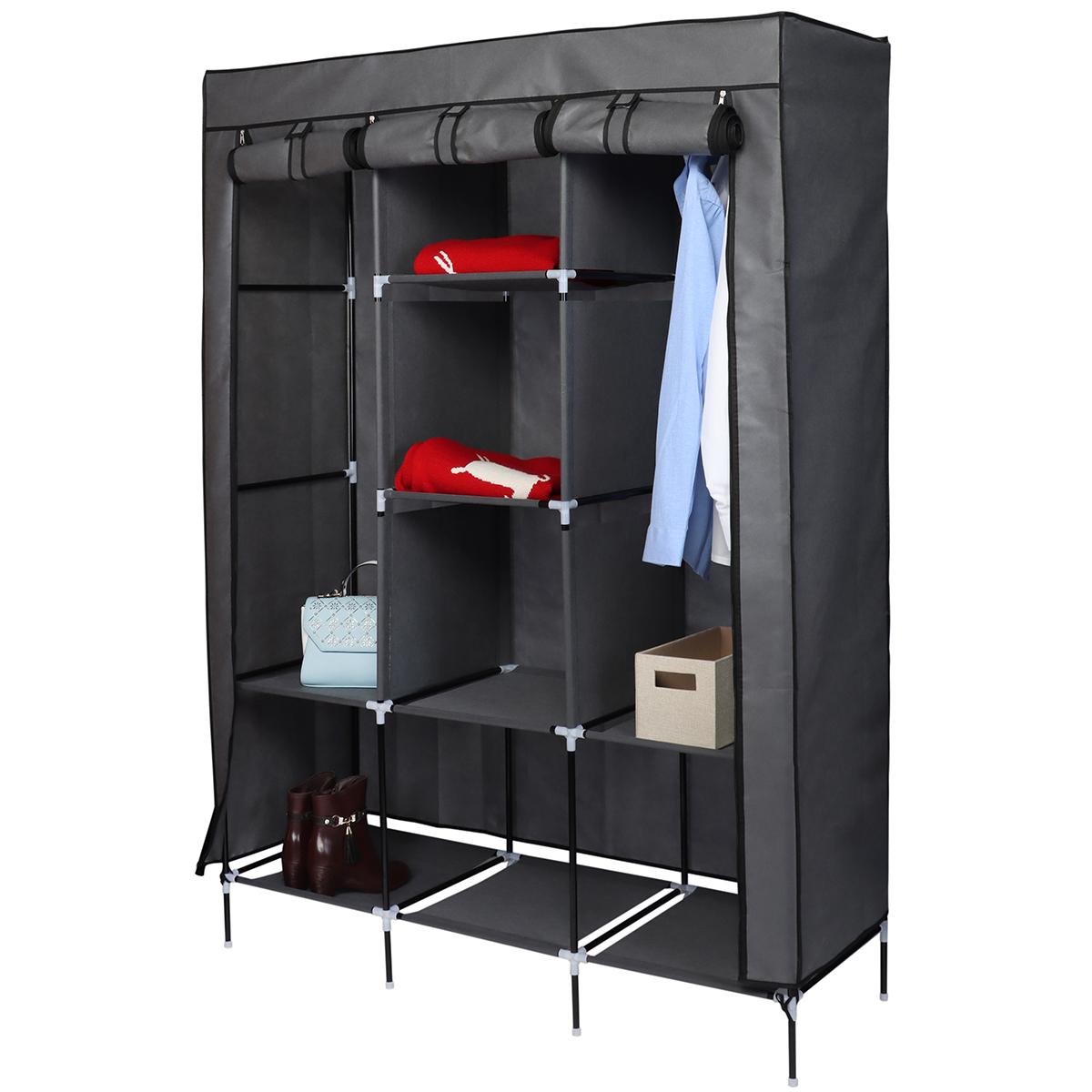 SZAFA TEKSTYLNA GARDEROBA 127x45x172CM CIEMNOSZARA 45221 SZAFA TEKSTYLNA GARDEROBA 127x45x172CM CIEMNOSZARA 45221