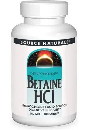 SOURCE NATURALS Betaine HCl - Betaina HCl (180 tabl.)