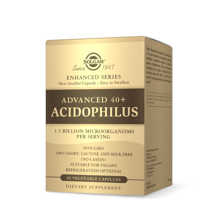 SOLGAR Advanced 40+ Acidophilus - Jelitowa flora bakteryjna Bez Kartonika (60 kaps.)