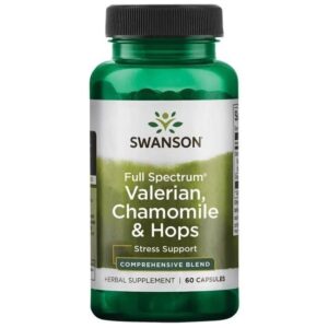SWANSON Full Spectrum Valerian, Chamomile & Hops - Waleriana + Rumianek + Chmiel (60 kaps.)
