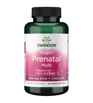 SWANSON Vegan Prenatal Multi z 200 mg DHA i Choliną (90 kaps.)