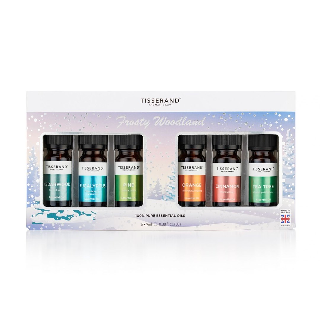 TISSERAND AROMATHERAPY Zestaw 6 olejków eterycznych Frosty Woodland" w świątecznym opakowaniu (6 x 9 ml)"