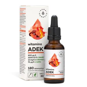 AURA HERBALS Witamina A + D3 (2000 IU) + E + K2 MK7 (ADEK) krople (30 ml)