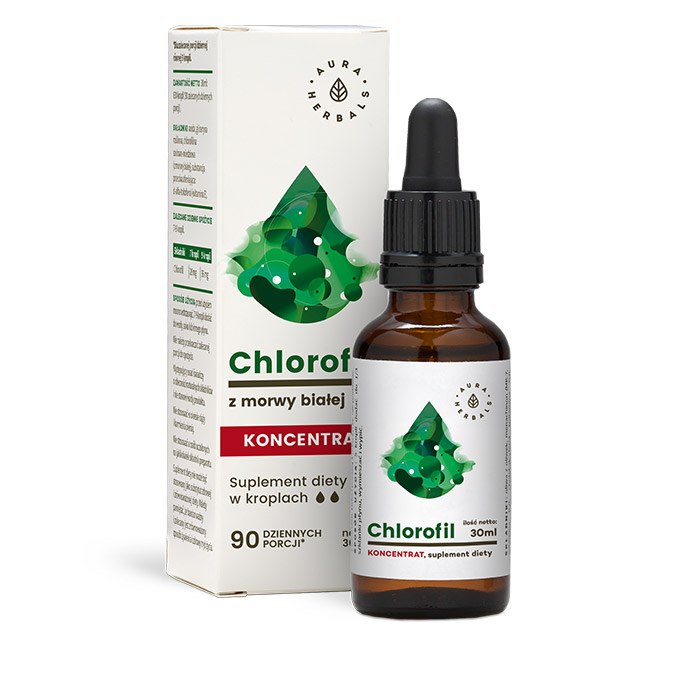 AURA HERBALS Chlorofil z morwy białej w kroplach (30 ml)