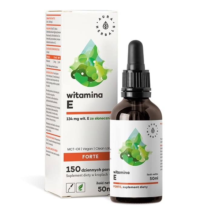 AURA HERBALS Witamina E Forte - Suplement diety w kroplach (50 ml)