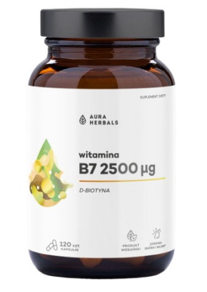 AURA HERBALS Witamina B7 2500 µg, biotyna (60 kaps.)