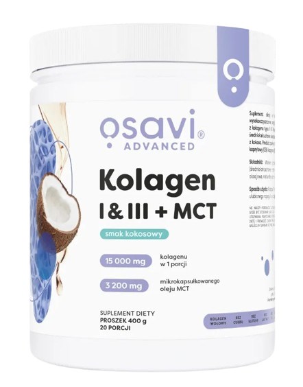 OSAVI Kolagen I & III + MCT, smak kokosowy (400 g)