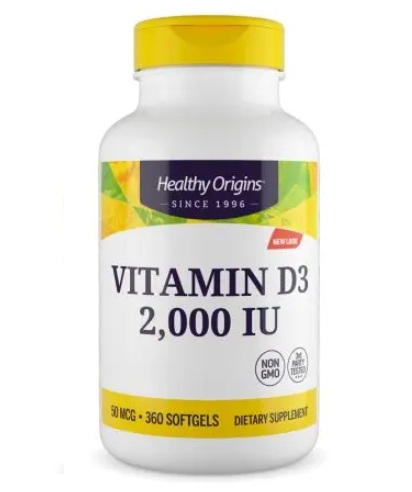 HEALTHY ORIGINS Vitamin D3 2000 IU - Witamina D (360 kaps.)