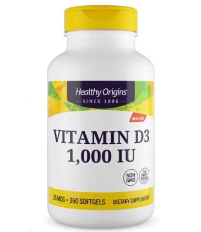 HEALTHY ORIGINS Vitamin D3 1000 IU - Witamina D (360 kaps.)
