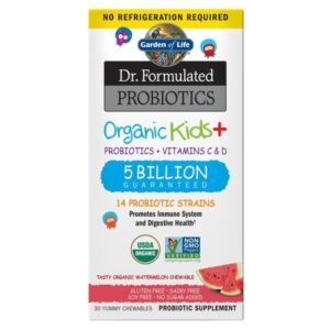 GARDEN OF LIFE Organic Kids + Probiotics + Vitamins C & D - smak arbuzowy (30 tabl.)