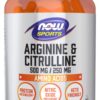 NOW FOODS L-Arginine 500 mg + L-Citrulline 250 mg (120 kaps.)