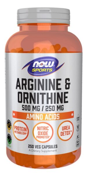 NOW FOODS Arginine 500 mg + Ornithine 250 mg (250 kaps.)