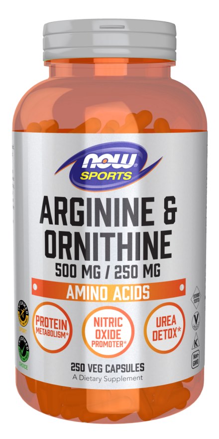 NOW FOODS Arginine 500 mg + Ornithine 250 mg (250 kaps.)