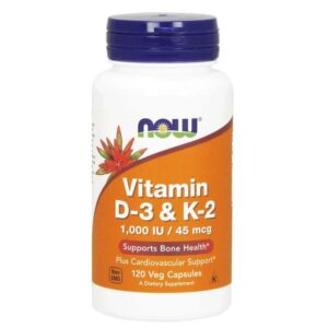 NOW FOODS Witamina D3 1000 IU + K2 MK4 45 mcg (120 kaps.)