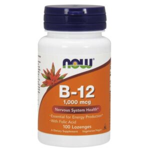 NOW FOODS Witamina B12 1000 mcg i Kwas Foliowy 100 mcg do ssania (100 tabl.)