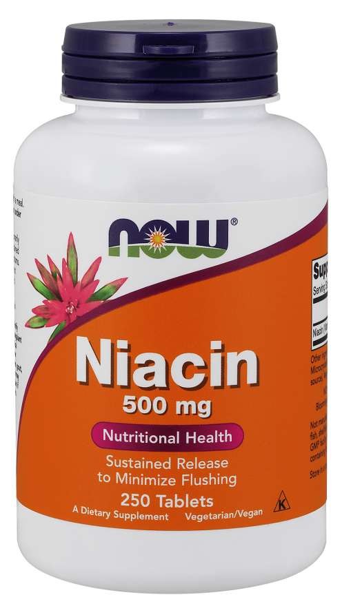 NOW FOODS Witamina B3 - Niacyna (Niacin) 500 mg (250 tabl.)