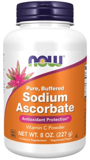 NOW FOODS Sodium Ascorbate - Vitamin C Powder - Wiitamina C buforowana - L-Askorbinian Sodu (227 g)
