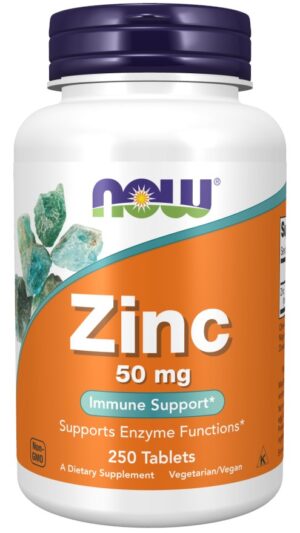 NOW FOODS Cynk 50 mg - Glukonian Cynku (250 tabl.)