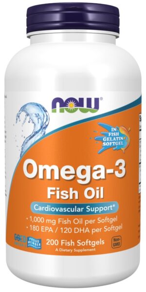 NOW FOODS Omega-3 Molecularly Distilled (Fish Softgels) (200 kaps.)