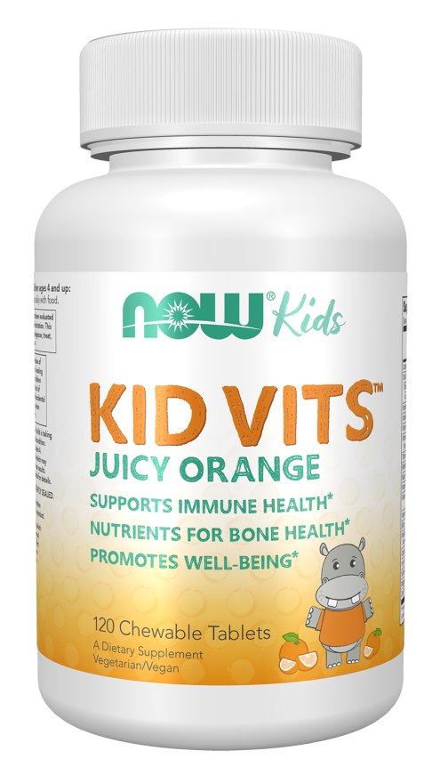 NOW FOODS Kid Vits Juicy Orange - Witaminy i minerały dla dzieci Kid Vits Smak pomarańczowy (120 tabl.)