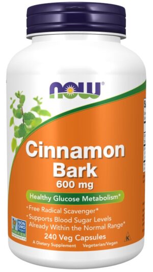NOW FOODS Cinnamon Bark - Cynamon 600 mg (240 kaps.)