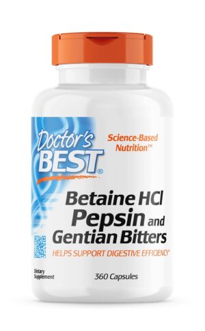 DOCTOR'S BEST Betaina HCL + Pepsyny + Korzeń Goryczki (360 kaps.)