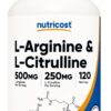 NUTRICOST L-Arginine 500 mg + L-Citrulline 250 mg - L-arginina + L-cytrulina (120 kaps.)