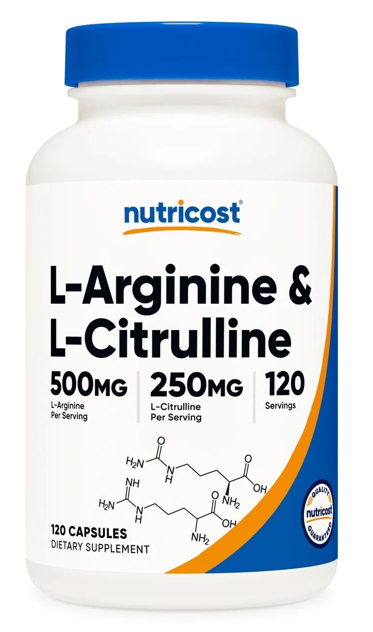 NUTRICOST L-Arginine 500 mg + L-Citrulline 250 mg - L-arginina + L-cytrulina (120 kaps.)