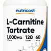 NUTRICOST L-Carnitine Tartrate 500 mg - Winian L-karnityny (120 kaps.)