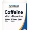 NUTRICOST Caffeine 100 mg with L-Theanine 100 mg - Kofeina + L-teanina (240 kaps.)