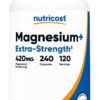 NUTRICOST Magnesium+ Extra Strength - Tlenek magnezu + Glicynian magnezu (240 kaps.)