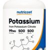 NUTRICOST Potassium Citrate 99 mg - Cytrynian Potasu (500 kaps.)