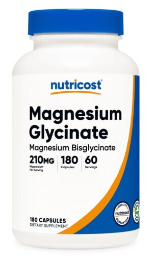 NUTRICOST Magnesium Glycinate 70 mg - Diglicynian magnezu (180 kaps.)