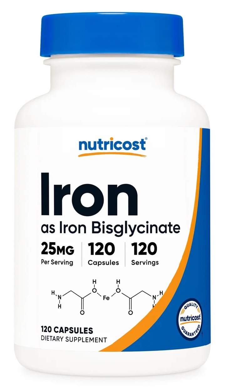 NUTRICOST Iron Bisglycinate 25 mg - Diglicynian żelaza (120 kaps.)