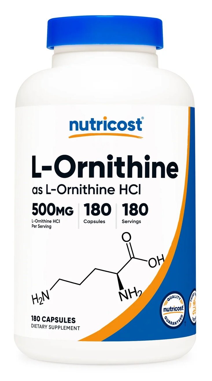NUTRICOST L-Ornithine 500 mg - Chlorowodorek L-ornityny (180 kaps.)