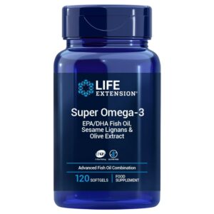 LIFE EXTENSION Super Omega-3 EPA/DHA z Lignanami Sezamowymi i Ekstraktem z Oliwek EU (120 kaps.)